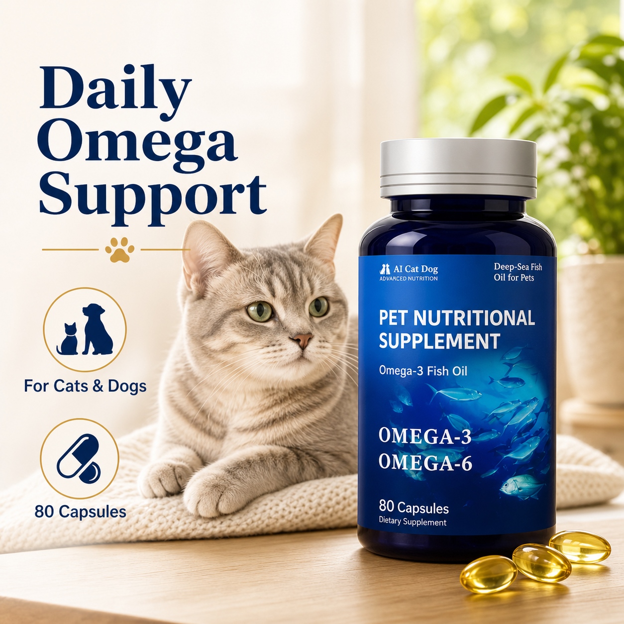 PetNourish Daily Omega Support Softgels - Main Hero