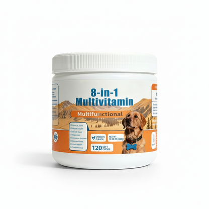 8-in-1 Multivitamin Soft Chews for Dogs (60 Count) | All-in-One Supplement for Bone, Skin, Digestion & Immune Support