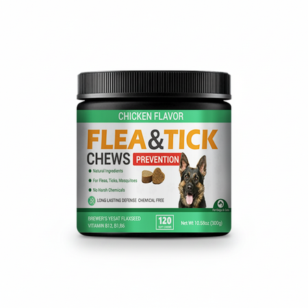 Natural Flea & Tick Prevention Chews for Dogs & Cats - Chicken Flavor Soft Chews with Brewer’s Yeast, Flaxseed & Vitamins for Flea, Tick & Mosquito Control