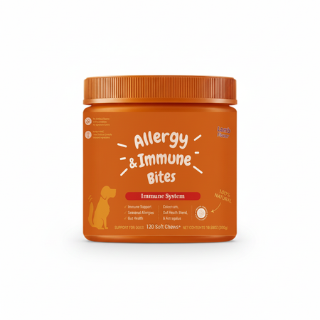 Dog Allergy & Immune Bites - Lamb Flavor Soft Chews with Colostrum & Astragalus for Immune Support, Seasonal Allergy Relief & Gut Health