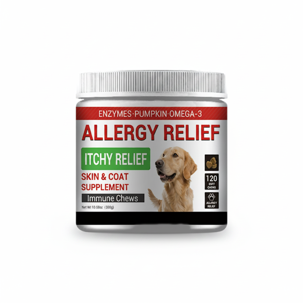 Dog Allergy Relief Chews - Itchy Skin Relief & Immune Support with Omega-3, Pumpkin & Enzymes for Skin & Coat Health