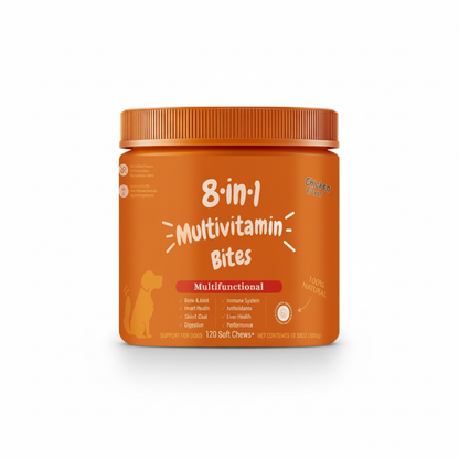 8-in-1 Multivitamin Soft Chews for Dogs (120 Count) | All-in-One Supplement for Bone, Skin, Digestion & Immune Support