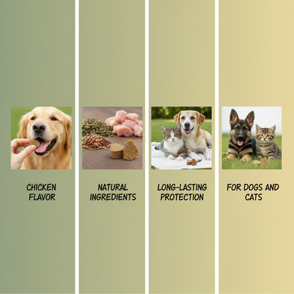 Natural Flea & Tick Prevention Chews for Dogs & Cats - Chicken Flavor Soft Chews with Brewer’s Yeast, Flaxseed & Vitamins for Flea, Tick & Mosquito Control