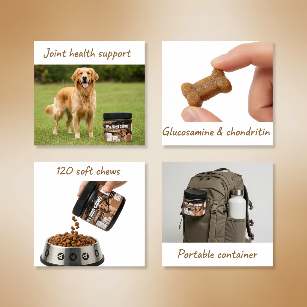 Dog Hip &amp; Joint Chews - Mobility Support with Glucosamine, Chondroitin &amp; MSM for Joint Health, Flexibility &amp; Resilience