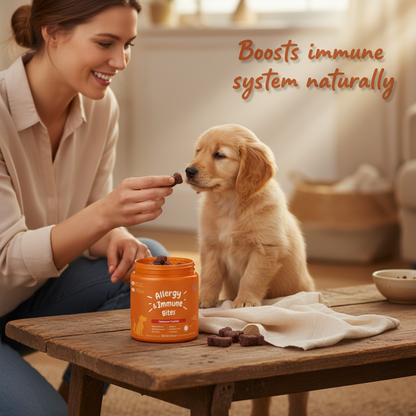Dog Allergy & Immune Bites - Lamb Flavor Soft Chews with Colostrum & Astragalus for Immune Support, Seasonal Allergy Relief & Gut Health