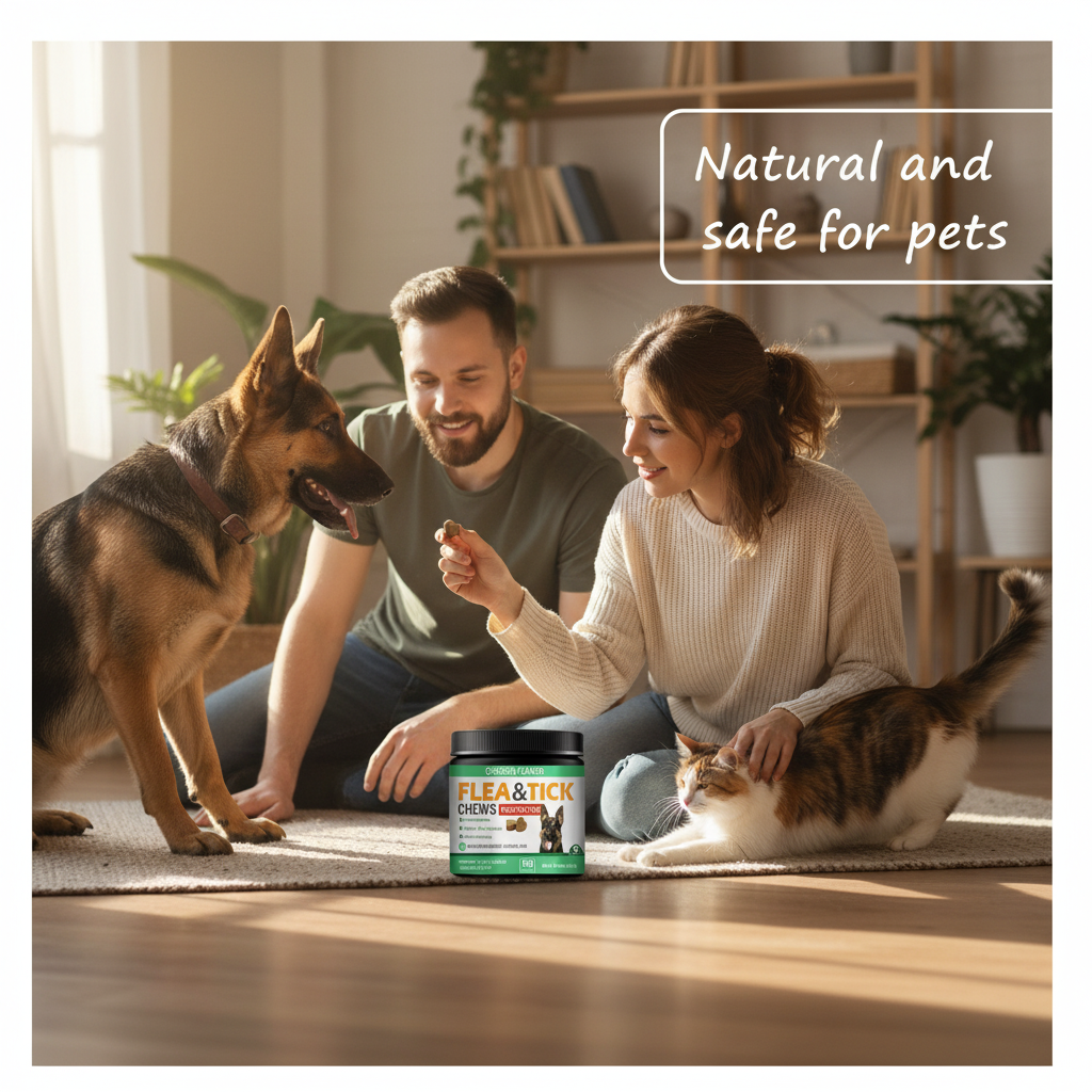 Natural Flea & Tick Prevention Chews for Dogs & Cats - Chicken Flavor Soft Chews with Brewer’s Yeast, Flaxseed & Vitamins for Flea, Tick & Mosquito Control