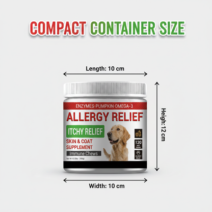 Dog Allergy Relief Chews - Itchy Skin Relief & Immune Support with Omega-3, Pumpkin & Enzymes for Skin & Coat Health