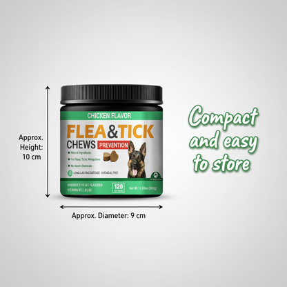 Natural Flea & Tick Prevention Chews for Dogs & Cats - Chicken Flavor Soft Chews with Brewer’s Yeast, Flaxseed & Vitamins for Flea, Tick & Mosquito Control