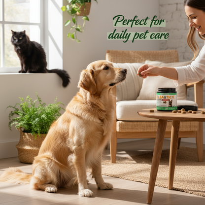 Natural Flea & Tick Prevention Chews for Dogs & Cats - Chicken Flavor Soft Chews with Brewer’s Yeast, Flaxseed & Vitamins for Flea, Tick & Mosquito Control