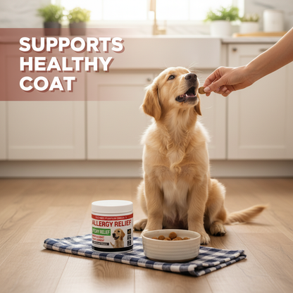 Dog Allergy Relief Chews - Itchy Skin Relief & Immune Support with Omega-3, Pumpkin & Enzymes for Skin & Coat Health