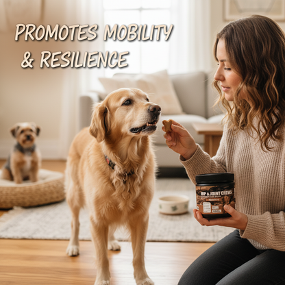 Dog Hip &amp; Joint Chews - Mobility Support with Glucosamine, Chondroitin &amp; MSM for Joint Health, Flexibility &amp; Resilience