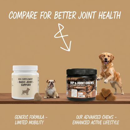 Dog Hip &amp; Joint Chews - Mobility Support with Glucosamine, Chondroitin &amp; MSM for Joint Health, Flexibility &amp; Resilience