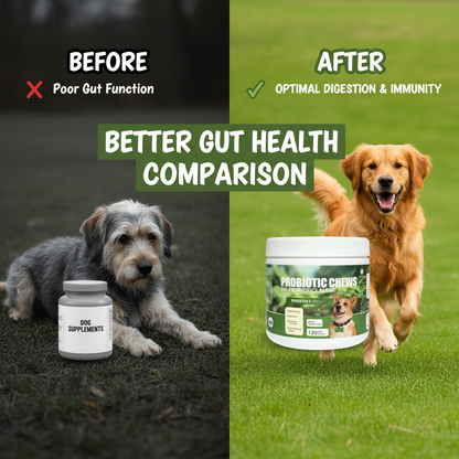 Dog Probiotic Chews, 6-Strain Blend for Dog Digestive Health, Gut Flora & Immune Support