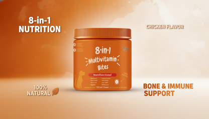 8-in-1 Multivitamin Soft Chews for Dogs (120 Count) | All-in-One Supplement for Bone, Skin, Digestion & Immune Support