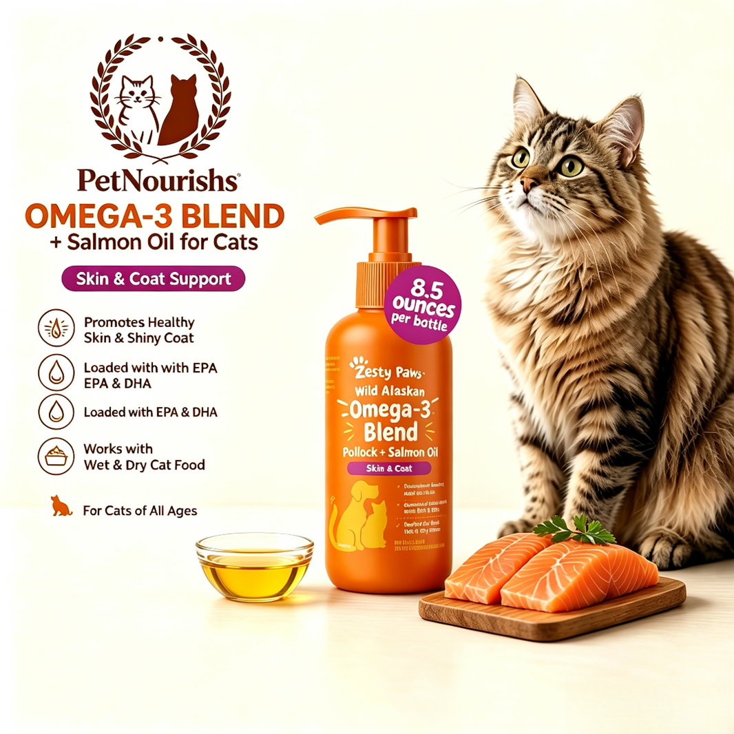 Omega-3 Fish Oil for Cats – Liquid Salmon & Pollock Oil